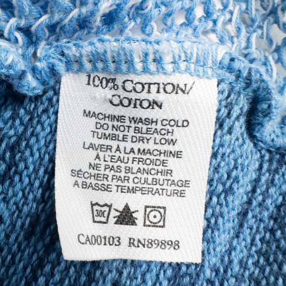 Cotton Country 3/4 Sleeve Crochet Knit Sweater Womens Medium Blue Coastal Boho - Picture 15 of 15